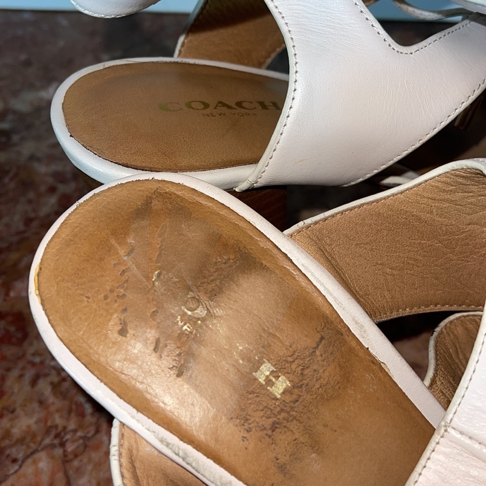 Coach • Larissa Lace-Up City Sandal gladiator cage heeled Chalk blush beige zs 9 - Picture 14 of 15